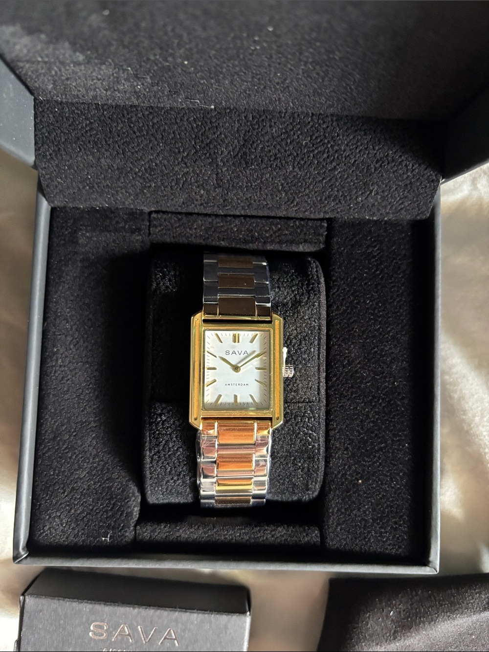 Men's Two-Tone Gold & Silver Rectangular Watch RIVIERA Sava Amsterdam Watch